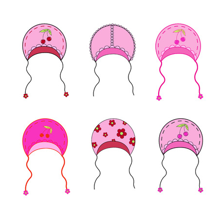 set children's hatsのイラスト素材