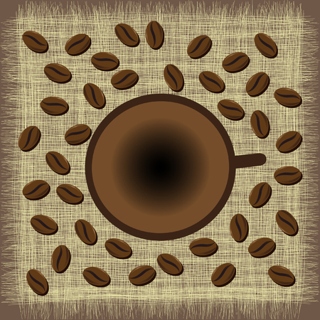 menu coffee mug with coffee beansのイラスト素材