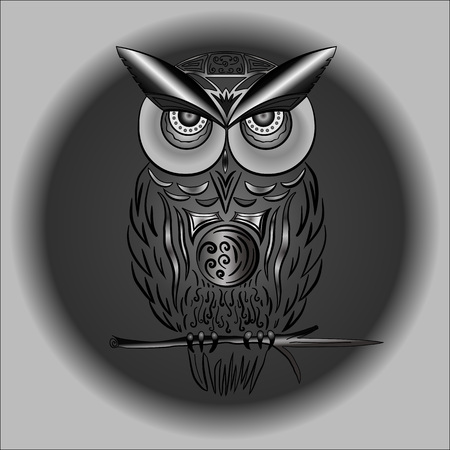 black and white owl in vector in EPS 10のイラスト素材