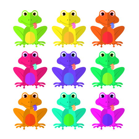 frog set of Flat style on white background vector isolated EPS 10.のイラスト素材