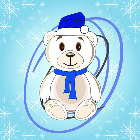 Christmas bear in a cap of Santa Claus.のイラスト素材