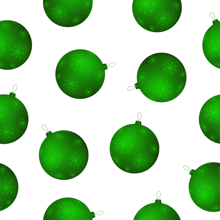 seamless pattern of green Christmas balls in vector.のイラスト素材
