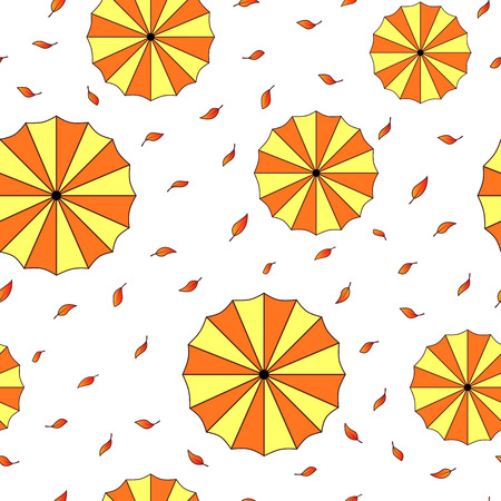 seamless pattern from autumn leaves and umbrella vector EPS 10.のイラスト素材