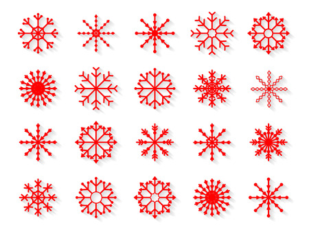 set of snowflakes isolated on white background.のイラスト素材