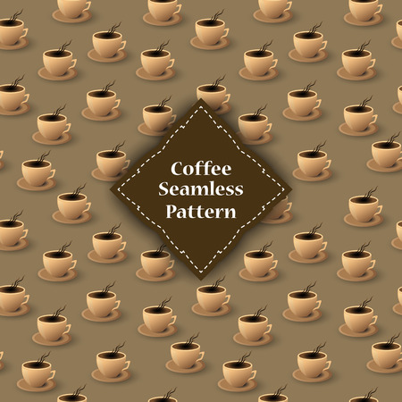 seamless pattern of cups and coffee husk.のイラスト素材