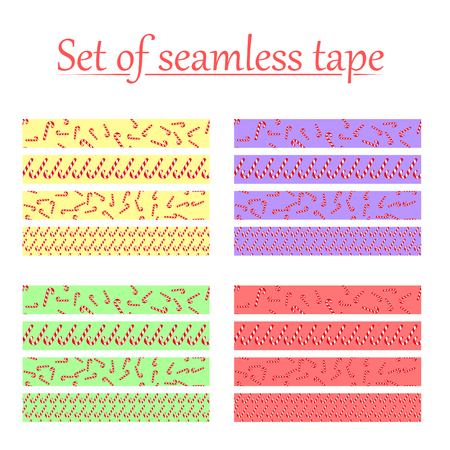 tape set Christmas. Seamless pattern of candy sticks.のイラスト素材