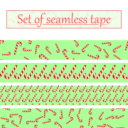 tape set Christmas. Seamless pattern of candy sticks.のイラスト素材