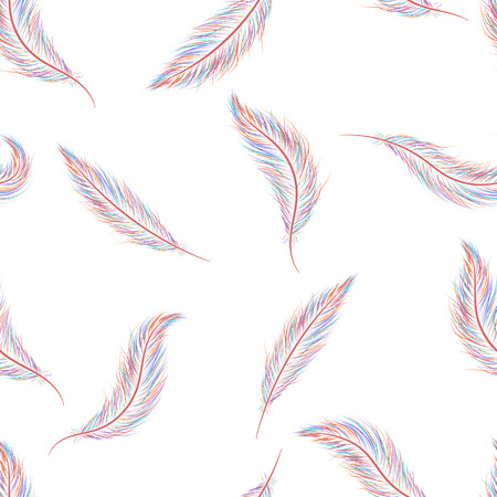 Seamless pattern of little feathers hand-drawn in vectorのイラスト素材