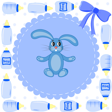 Amazing Baby Shower or Arrival set. Tags, banners, labels, cards with cute kids illustrationのイラスト素材