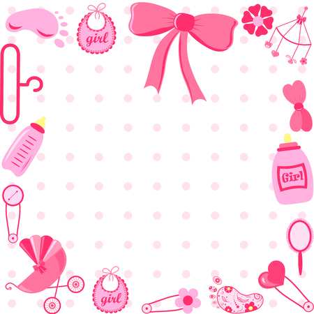 frame of children's icons. Greeting card for baby.のイラスト素材
