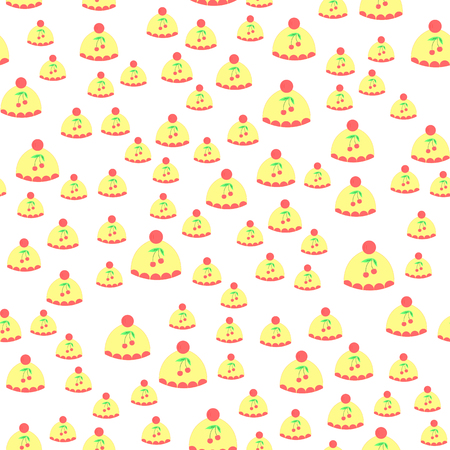 seamless pattern of hats for baby boy and girls with bell..のイラスト素材