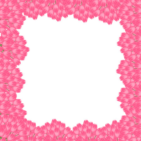 Frame for a photo of tulips. Floral pink background. Bright illustration on white background. Isolated objects.のイラスト素材