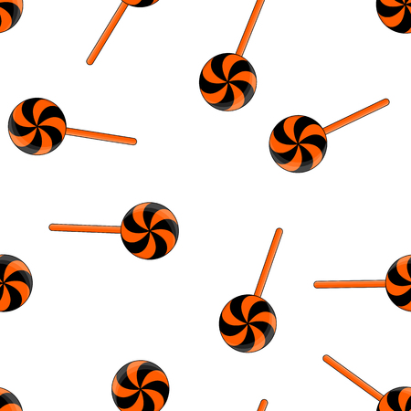 Seamless pattern of Halloween candy black and orangeのイラスト素材