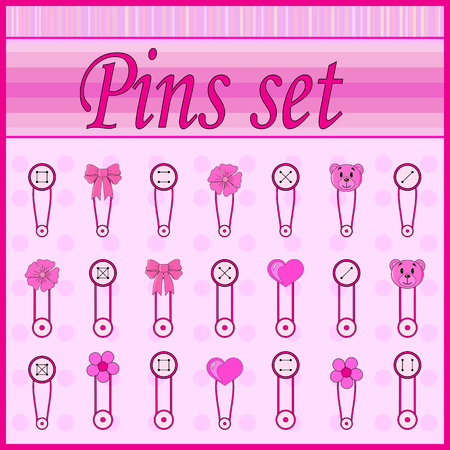 baby Pins Set 1 Isolated in vector EPSのイラスト素材