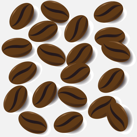 scattered coffee beans on white background in vectorのイラスト素材