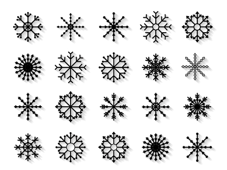 set of snowflakes isolated on white backgroundのイラスト素材