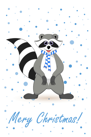 Raccoon  Greeting card for new year and Christmasのイラスト素材