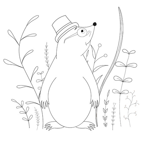 Coloring book or page for children of school and preschool age. Developing children s coloring. Vector cartoon illustration with cute moleのイラスト素材