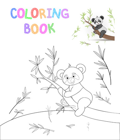 children's coloring book with cartoon animals. Educational tasks for preschool children cute Panda.のイラスト素材