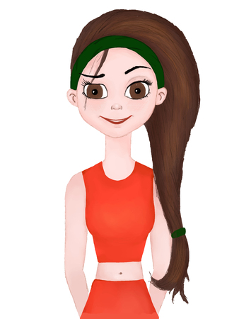 cartoon girl in a top and skirt.のイラスト素材