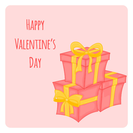cartoon set with animals and lettering for Valentine's day. stickers in the giftのイラスト素材