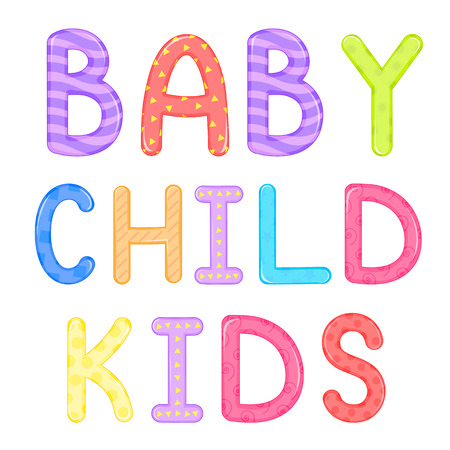 children s words baby child kids white background vector graphicsのイラスト素材