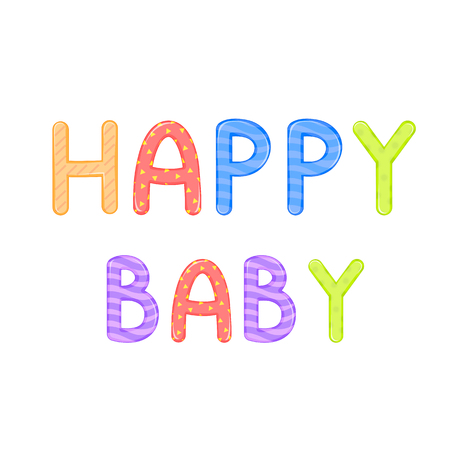 children's words happy baby white background vector graphics.のイラスト素材