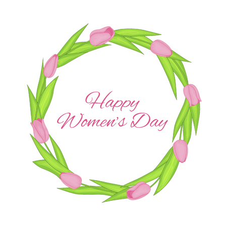 Tulip frame. Vector grouped for easy editing.のイラスト素材