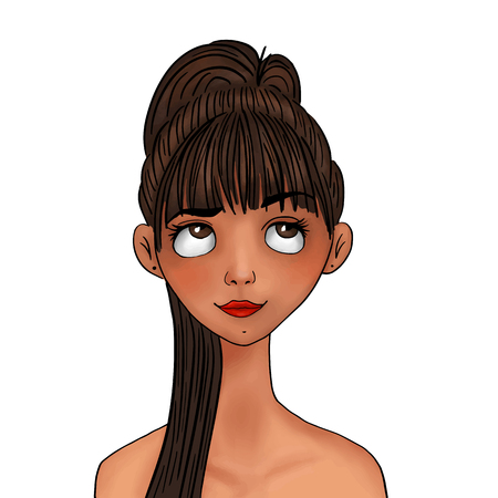 Vector portrait of a girl in watercolor style.のイラスト素材