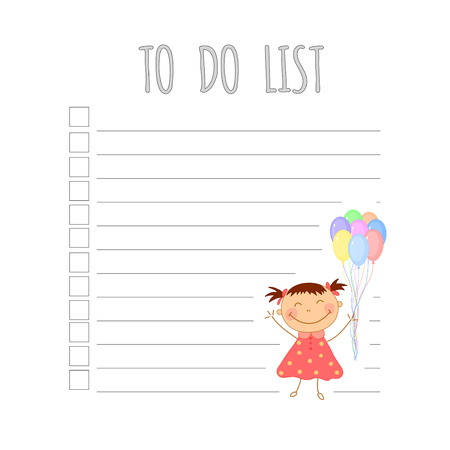 Kids weekly planner with girl vector graphics.のイラスト素材