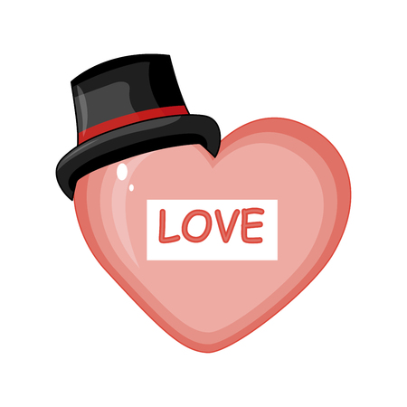 vector illustration with a heart in a hat for Valentine's day.のイラスト素材