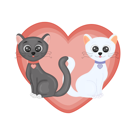 vector illustration with cats for Valentine's day.のイラスト素材