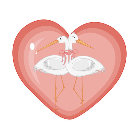 vector illustration of a Heron on Valentine's day.のイラスト素材