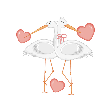 vector illustration of a Heron on Valentine's day.のイラスト素材