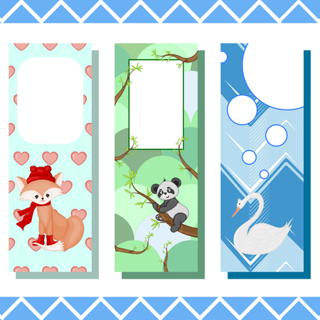 Baby bookmarks with cute animals, vector graphics.のイラスト素材