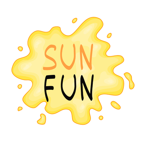 Summer design sticker with summer elements and hand lettering words. Great for t-shirt prints, tote bags and shoppers, fabric, cards, posters and web. - Vector sunのイラスト素材