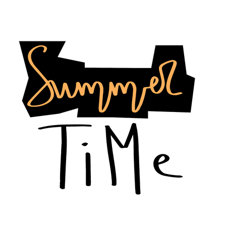 Summer hand drawn brush letterings. Summer typography summer time lettering vector illustrationのイラスト素材