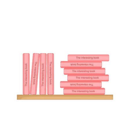 bookshelf with books, pink books. vector illustration.のイラスト素材