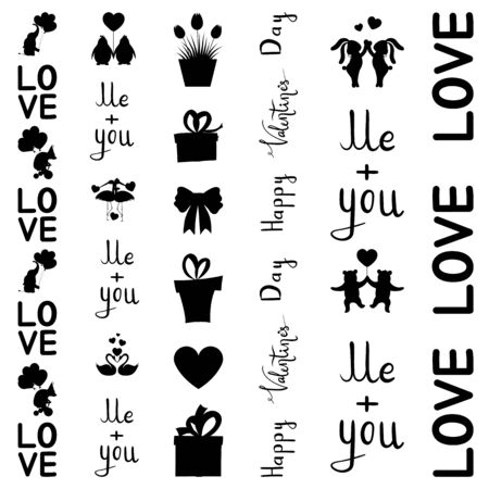 Valentine's Day set of tapes. Cartoon style. Vector illustrationのイラスト素材