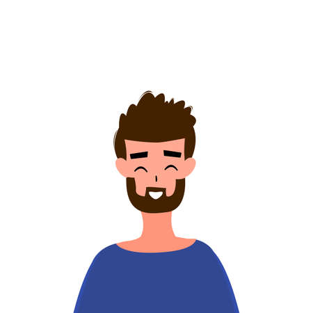 Portraits of women and men in a simple style isolated on a white background. Cute flat style. Vector illustrationのイラスト素材