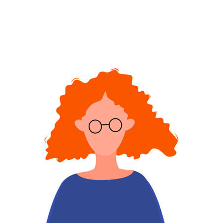 Portraits of women and men in a simple style isolated on a white background. Cute flat style. Vector illustrationのイラスト素材