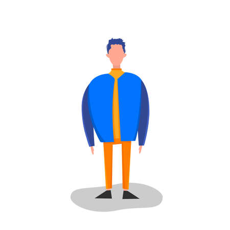 Men and women in different poses sitting and standing isolated on a white background. Cute flat style. Vector illustration.のイラスト素材