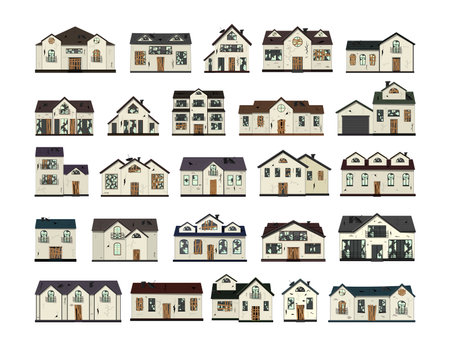 One-story old dilapidated house before renovation. Cartoon style. Vector illustrationのイラスト素材