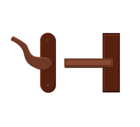 Two door handles on a white background for construction and design. Cartoon style. Vector illustrationのイラスト素材