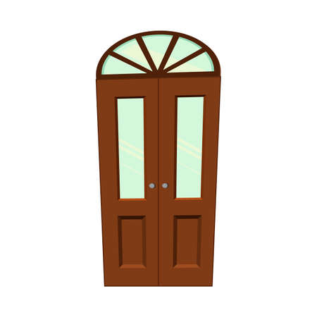 Set of doors on a white background for construction and design. Cartoon style. Vector illustration.のイラスト素材