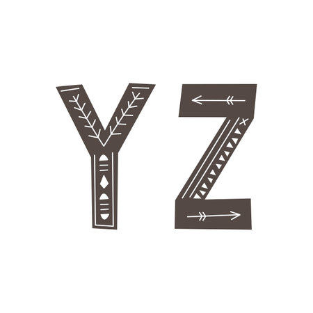 Alphabet in scandinavian style. Hand drawing vector illustration.のイラスト素材