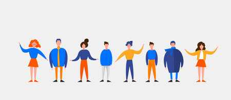 Man and woman standing nearby isolated on a white background. Cute flat style. Vector illustrationのイラスト素材