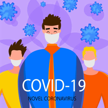 Template for the Novel Coronavirus 2019-nCoV outbreak with a group of people. Pandemic epidemiology concept. Vector flat illustrationのイラスト素材