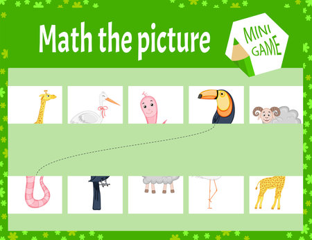 Macth the picture mini game for children. Cartoon style. Vector illustrationのイラスト素材