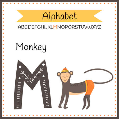 English uppercase alphabet letters on a white background. Letter M. Vector illustrationのイラスト素材